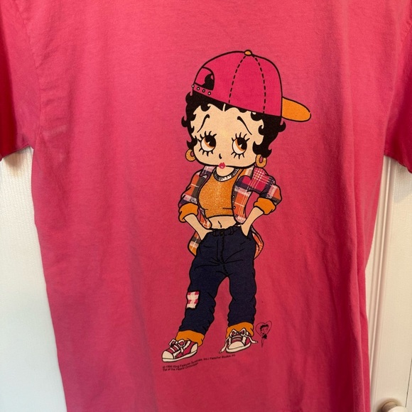 Vintage 1996 Ross Sportswear Intl Betty Boop backwards hat t-shirt SMALL - Picture 2 of 5